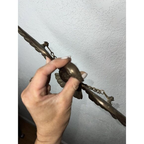 Vintage Large Wall Hanging Solid Brass Flying Eagle Plaque 18” Long Patriotic - Picture 10 of 11